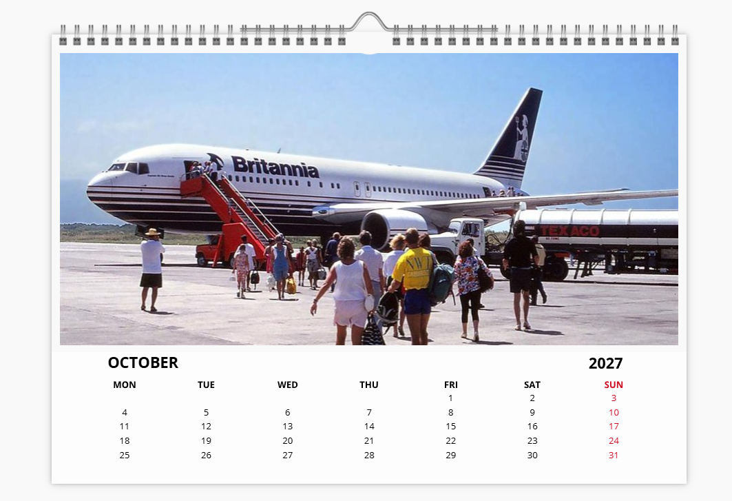 BRITANNIA AIRWAYS 2027 Tribute Calendar A4 WALL Calendar
