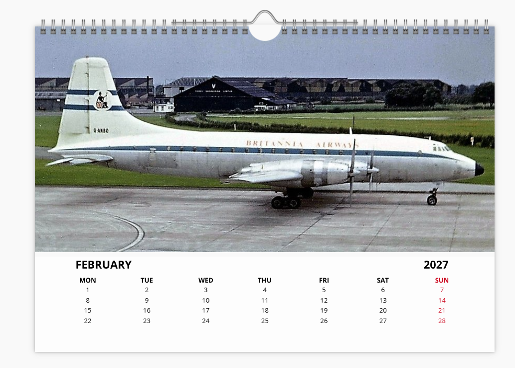BRITANNIA AIRWAYS 2027 Tribute Calendar A4 WALL Calendar