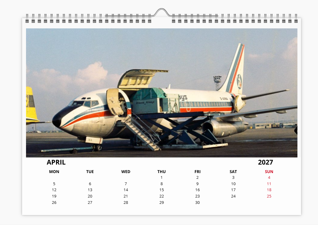BRITANNIA AIRWAYS 2027 Tribute Calendar A4 WALL Calendar