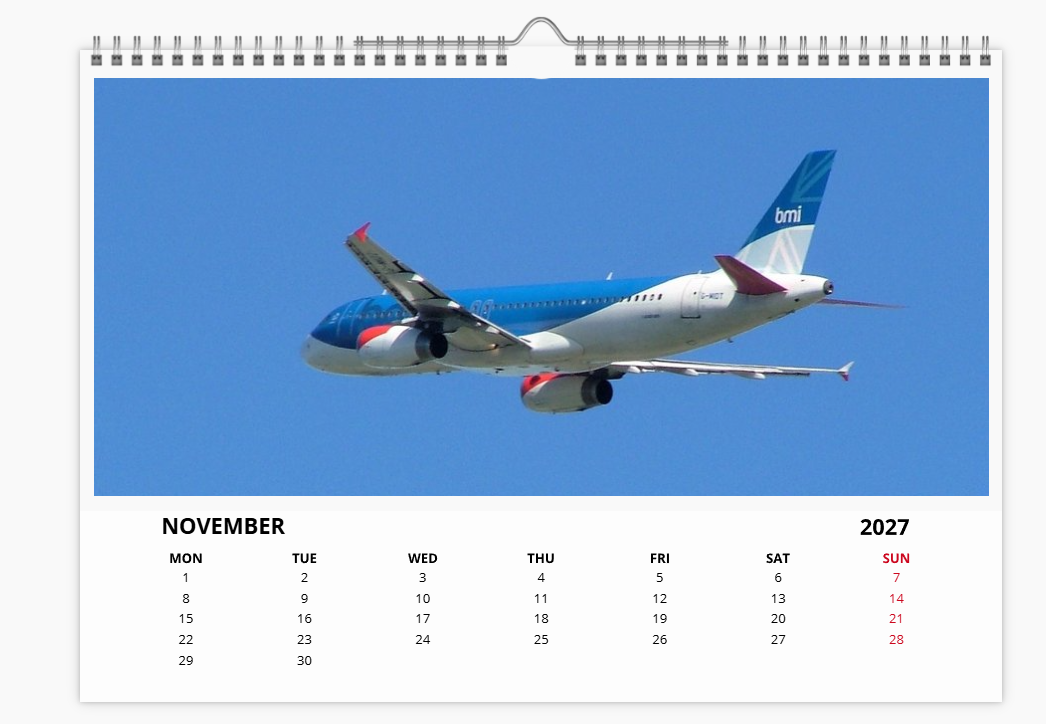BMA BRITISH MIDLAND AIRWAYS 2027 Tribute Calendar A4 WALL Calendar