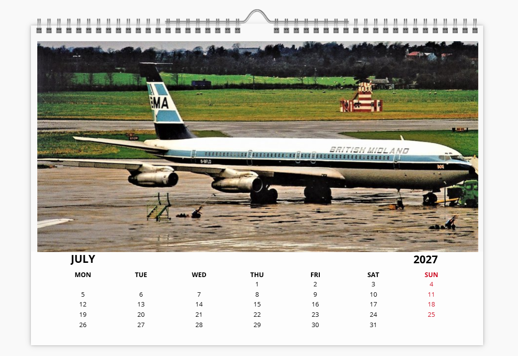BMA BRITISH MIDLAND AIRWAYS 2027 Tribute Calendar A4 WALL Calendar