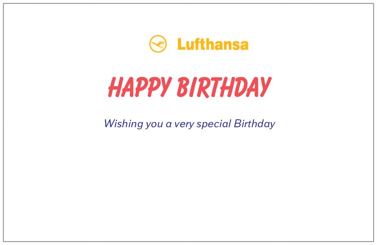Lufthansa Boeing 737 Birthday Card