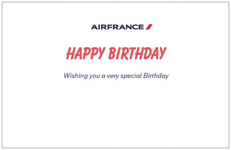 Air France Boeing 747 Birthday Card