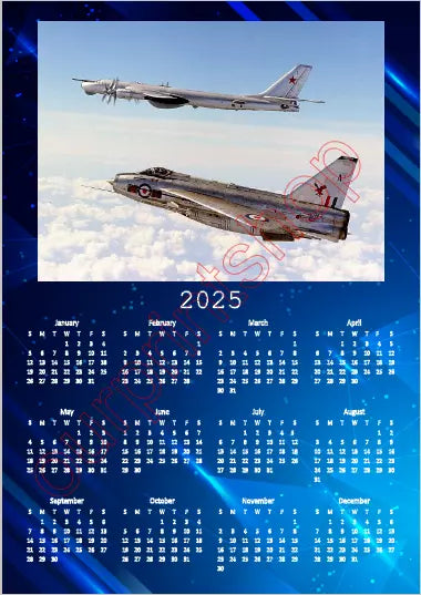 RAF Lightning Fighter + Bear 2025 Magnetic  Calendar FRIDGE Magnet Any Aircraft