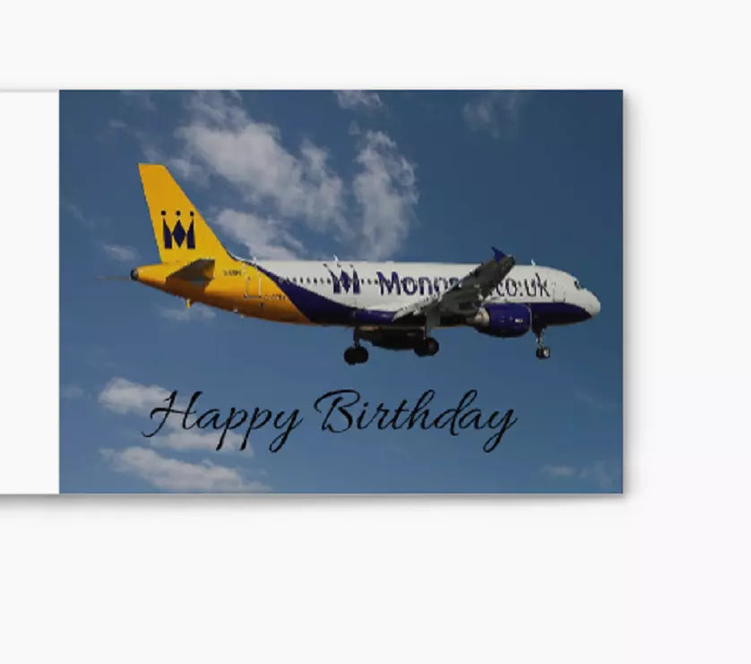 Monarch Airlines Airbus A320 Birthday Card